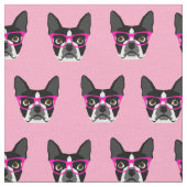 Boston Terrier Glasses - rosa Gewebe Stoff (Nahaufnahme)