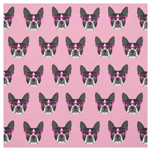 Boston Terrier Glasses - rosa Gewebe Stoff (Muster)