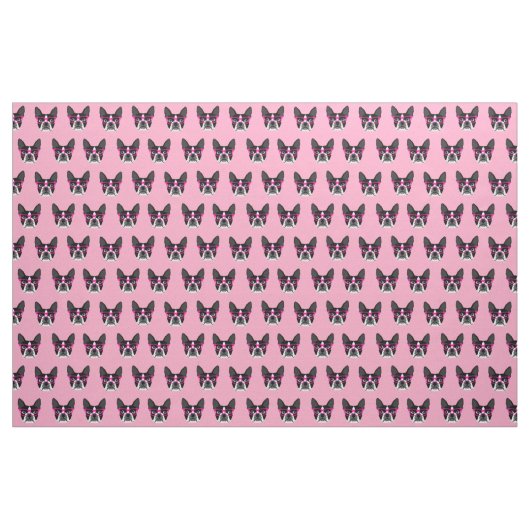 Boston Terrier Glasses - rosa Gewebe Stoff (Fat Quarter (45,7 x 55,9 cm))