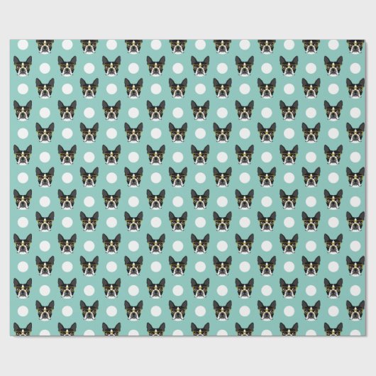 Boston Terrier Glasses Wrapping Paper Geschenkpapier (Flach)