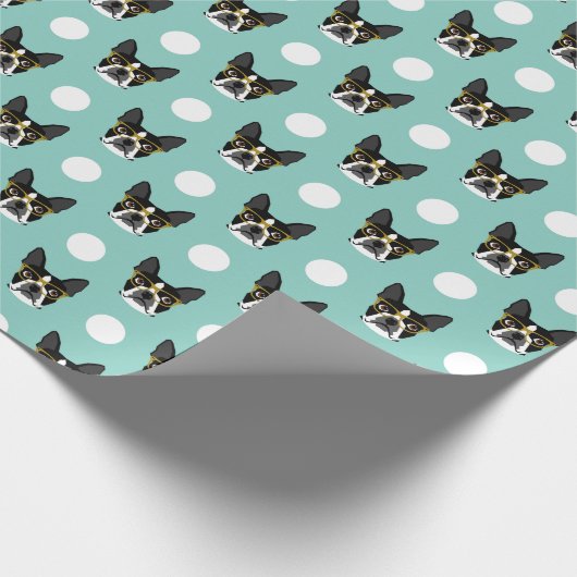 Boston Terrier Glasses Wrapping Paper Geschenkpapier (Ecke)