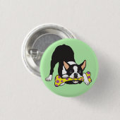 Boston Terrier. Glück glücklich gehen Button (Vorne & Hinten)