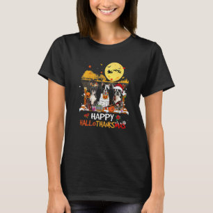 Boston Terrier Glückliches Hallothanksmas Hallowee T-Shirt