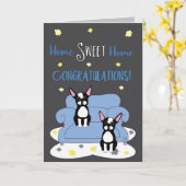 Boston Terrier Glückwunschs New Zuhause Sweet Zuha Karte (Gelbe Blume)