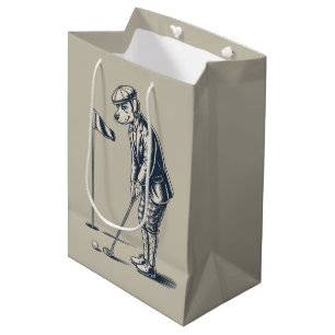 Boston Terrier Golf Vintage Hund Golfen Boston Mam Mittlere Geschenktüte