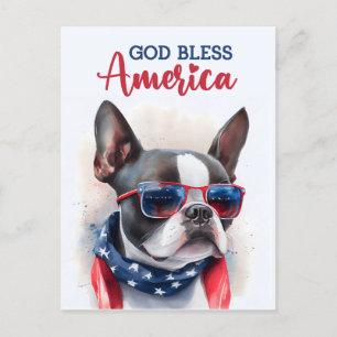 Boston Terrier, Gott segne Amerika Postkarte
