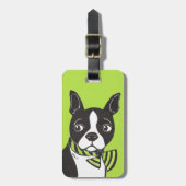 Boston Terrier Green Gepäckträger Gepäckanhänger (Vorderseite vertikal)