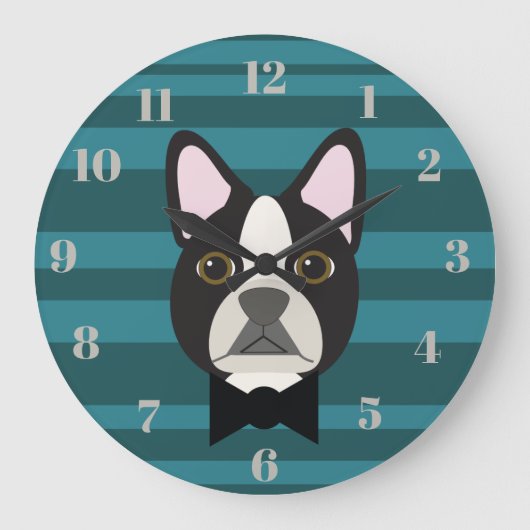 Boston Terrier Große Wanduhr (Vorderseite)