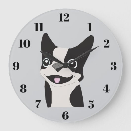 Boston Terrier Große Wanduhr (Vorderseite)