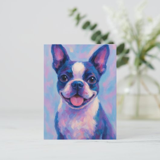 Boston Terrier Grußkarte - Blank Card Postkarte (Stehend Vorderseite)