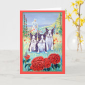 Boston Terrier Grußkarten Karte (Gelbe Blume)