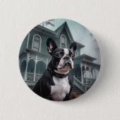 Boston Terrier Halloween Beängstigend Button (Vorderseite)