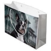 Boston Terrier Halloween Beängstigend Große Geschenktüte (Rückseite Schrägansicht)