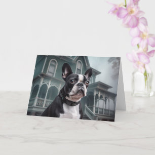 Boston Terrier Halloween Beängstigend Karte