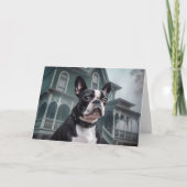 Boston Terrier Halloween Beängstigend Karte (Vorderseite)