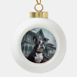 Boston Terrier Halloween Beängstigend Keramik Kugel-Ornament