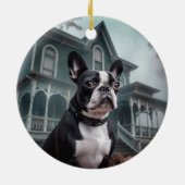 Boston Terrier Halloween Beängstigend Keramik Ornament (Hinten)