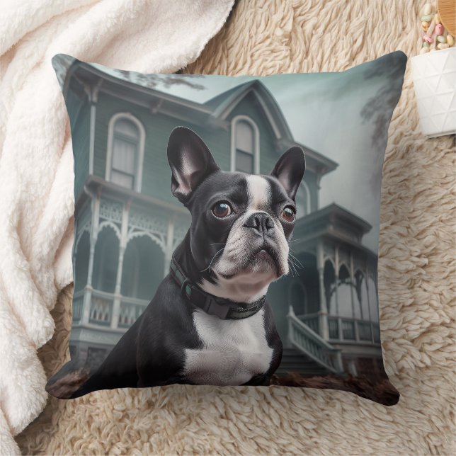 Boston Terrier Halloween Beängstigend Kissen (Decke)