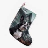 Boston Terrier Halloween Beängstigend Kleiner Weihnachtsstrumpf (Vorderansicht (hängend))
