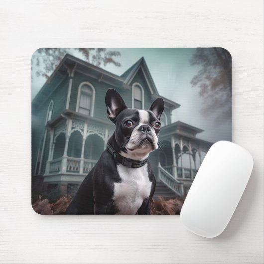 Boston Terrier Halloween Beängstigend Mousepad (Mit Mouse)