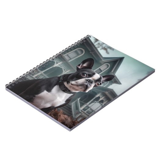 Boston Terrier Halloween Beängstigend Notizblock (Linke Seite)