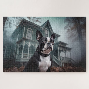 Boston Terrier Halloween Beängstigend Puzzle
