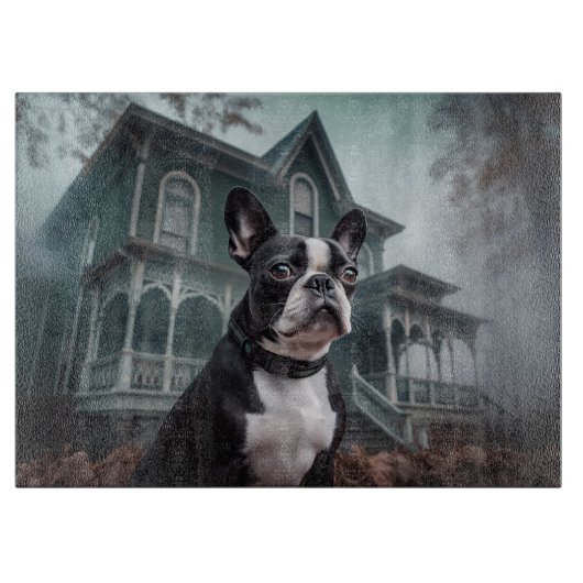 Boston Terrier Halloween Beängstigend Schneidebrett (Vorderseite)
