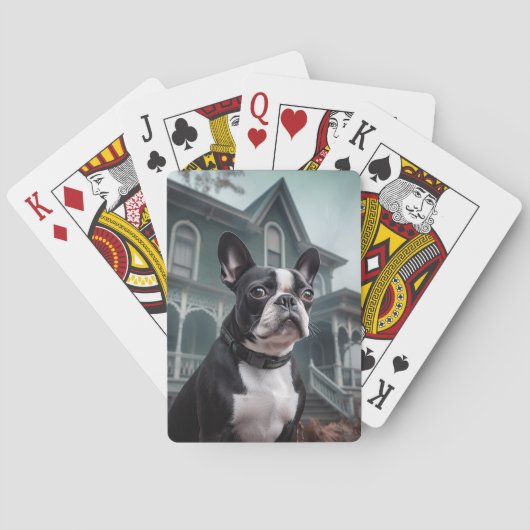 Boston Terrier Halloween Beängstigend Spielkarten (Rückseite)