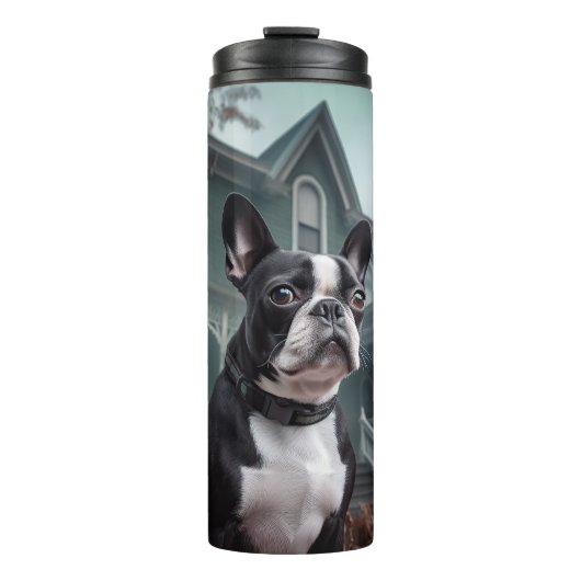 Boston Terrier Halloween Beängstigend Thermosbecher (Vorderseite)