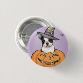 Boston Terrier Halloween Button (Vorne & Hinten)