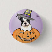 Boston Terrier Halloween Button (Vorderseite)