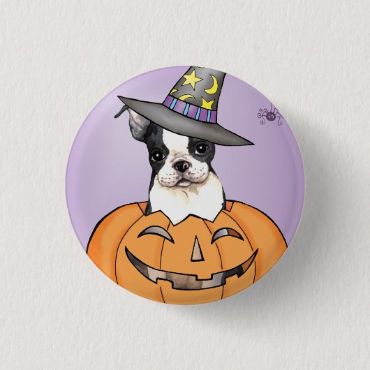 Boston Terrier Halloween Button (Vorderseite)