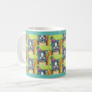 BOSTON TERRIER HALLOWEEN CLOWEN, CLASSIC HUND TASS KAFFEETASSE