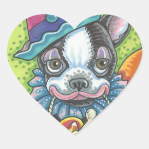 BOSTON TERRIER HALLOWEEN CLOWN STICKER SHEET Herz