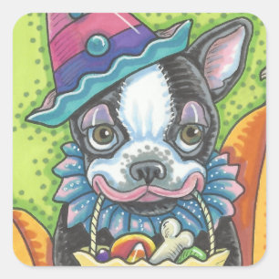 BOSTON TERRIER HALLOWEEN GESCHLOSSENE STICKERS SHE