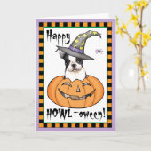 Boston Terrier Halloween Karte (Gelbe Blume)