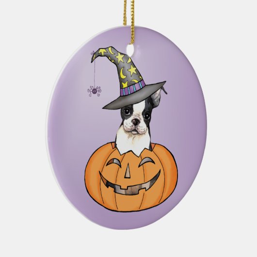 Boston Terrier Halloween Keramikornament (Rechts)