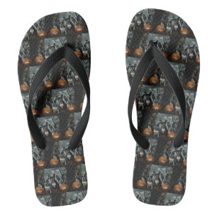 Boston Terrier Halloween Nacht Hunde-Leckerei Badesandalen
