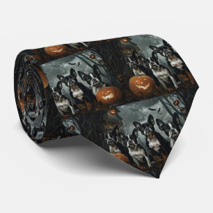 Boston Terrier Halloween Nacht Hunde Leckerli Krawatte