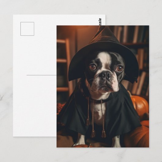 Boston Terrier Halloween Postkarte (Vorne/Hinten)