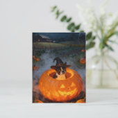 Boston Terrier Halloween Postkarte (Stehend Vorderseite)