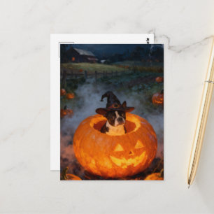 Boston Terrier Halloween Postkarte