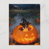 Boston Terrier Halloween Postkarte (Vorderseite)