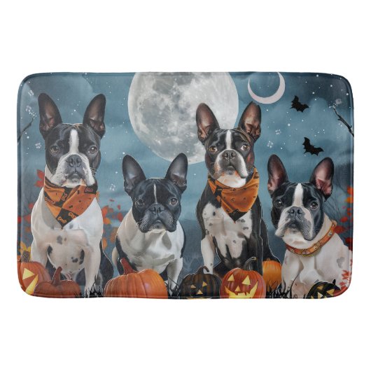 Boston Terrier Halloween Spooky Badematte (Vorderseite)