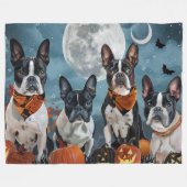 Boston Terrier Halloween Spooky Fleecedecke (Vorderseite (Horizontal))