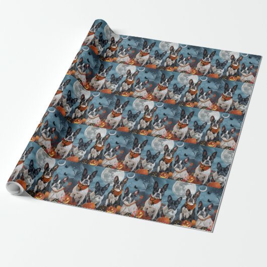 Boston Terrier Halloween Spooky Geschenkpapier (Ungerollt)