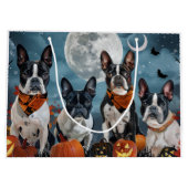 Boston Terrier Halloween Spooky Große Geschenktüte (Rückseite)