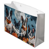 Boston Terrier Halloween Spooky Große Geschenktüte (Rückseite Schrägansicht)