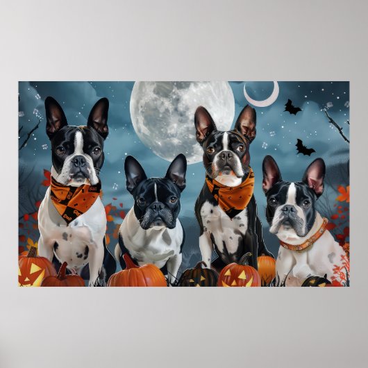 Boston Terrier Halloween Spooky Poster (Vorne)