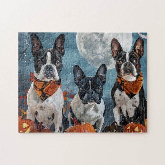Boston Terrier Halloween Spooky Puzzle (Horizontal)